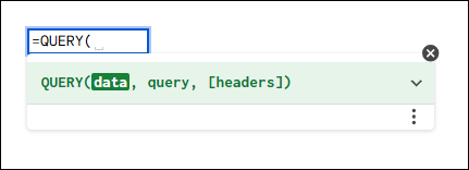 Syntax of QUERY Function