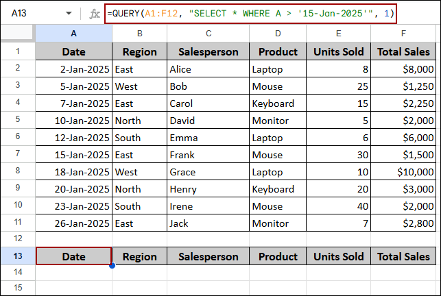 Query Function for Dates with Proper Format