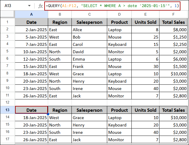 Query Function for Dates with Proper Format