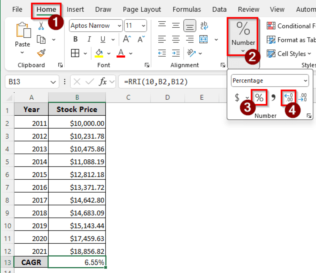How to Calculate Annual Growth Rate in Excel (3 Criteria) - Excel Insider