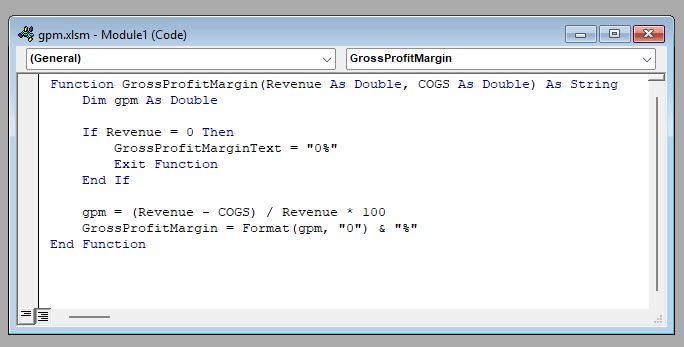 Making Use of VBA to Calculate Gross Profit Margin in Excel