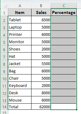 Using SUM and Mathematical Expressions to Calculate the Percentage of Sales in Excel