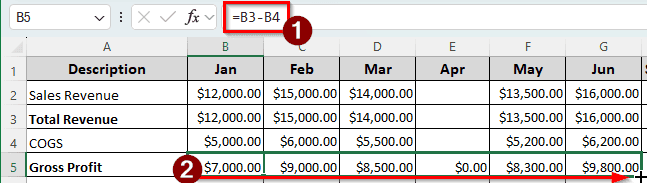 Creating a Monthly Profit and Loss Statement in Excel