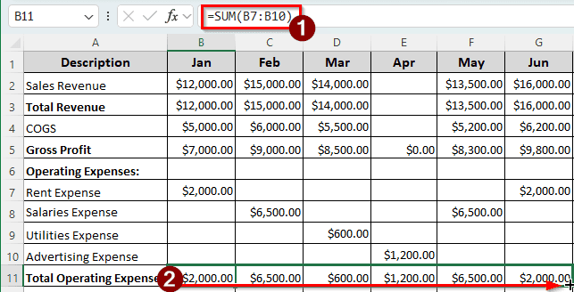 Creating a Monthly Profit and Loss Statement in Excel