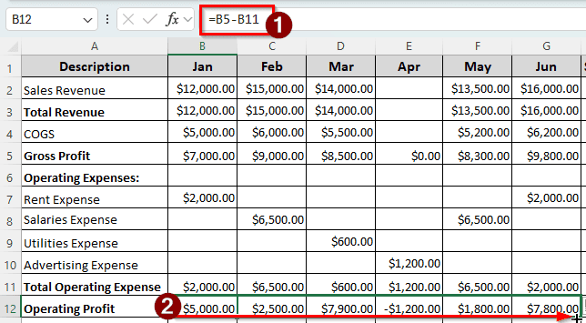 Creating a Monthly Profit and Loss Statement in Excel