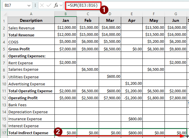 Creating a Monthly Profit and Loss Statement in Excel
