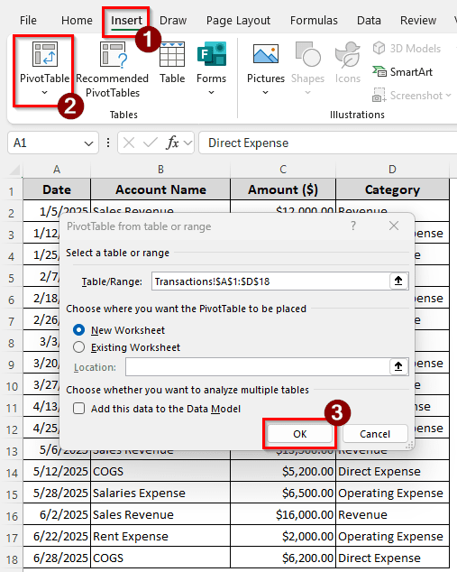 Making Use of the Pivot Table to Create the Profit and Loss Statement in Excel
