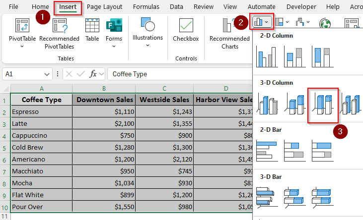 Generating a 3-D 100% Stacked Column Chart in a Worksheet