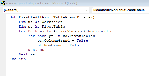 Advanced Grand Total Removal from Pivot Table Using VBA