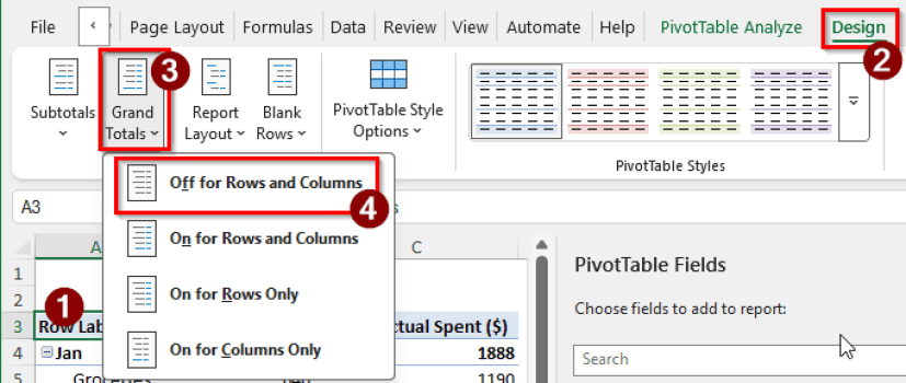 How to Remove Grand Total from Pivot Table in Excel - Excel Insider