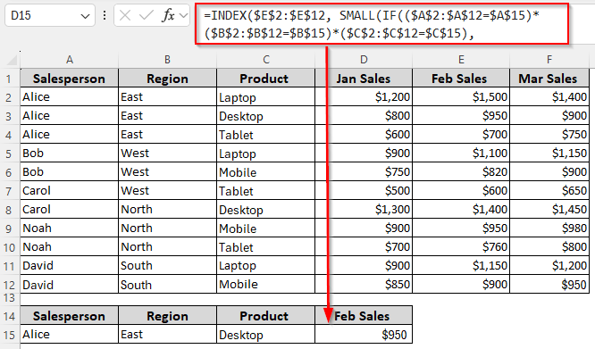 Extract Values Based on Three Criteria in the Same Row/Column