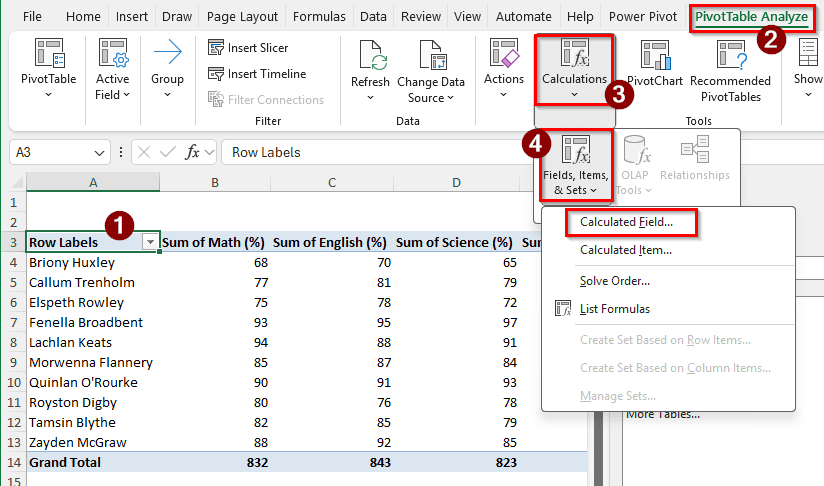 Steps for Fixing a Greyed-Out Calculated Field in Pivot Tables