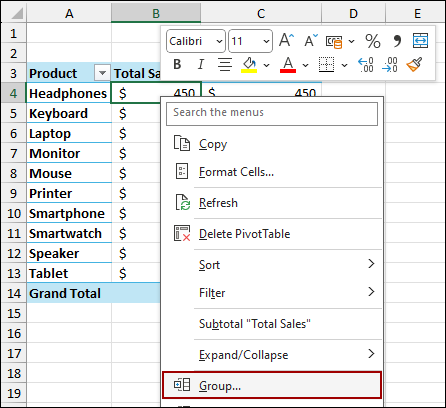 Grouping by Equal Intervals in Pivot Table