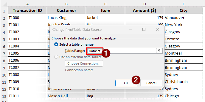 Refreshing Does Not Add New Data to the Pivot Table