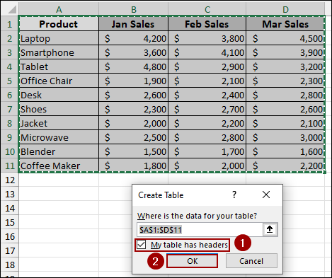 Using Sort Feature to Sort Horizontally