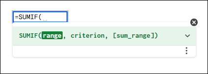 Syntax of SUMIF Function