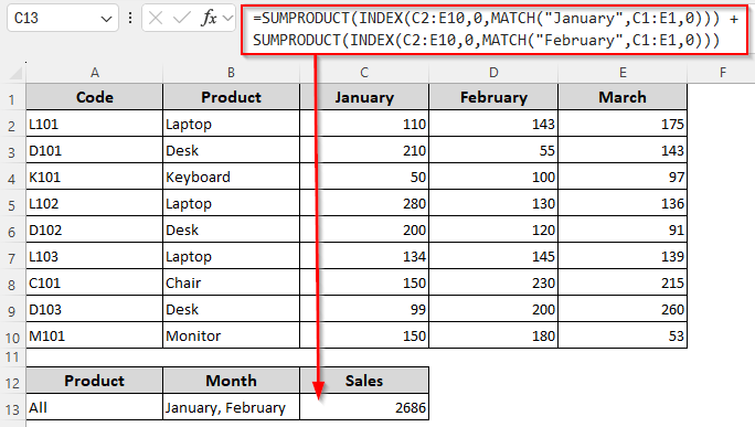 Calculate Sum Depending on One/Two/All Row and Column Criteria