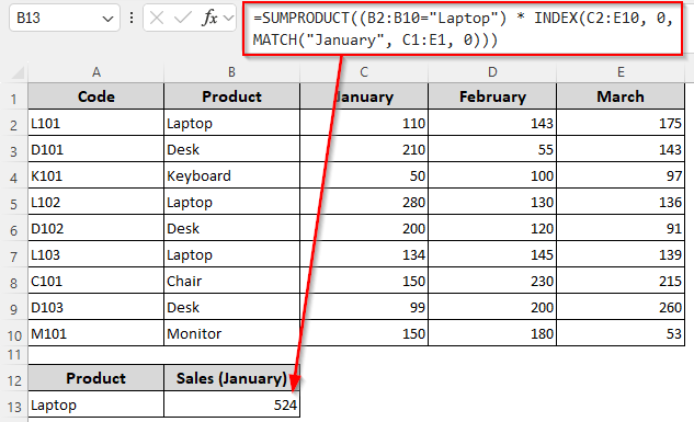 Summation Based on a Single Row and Column Criterion