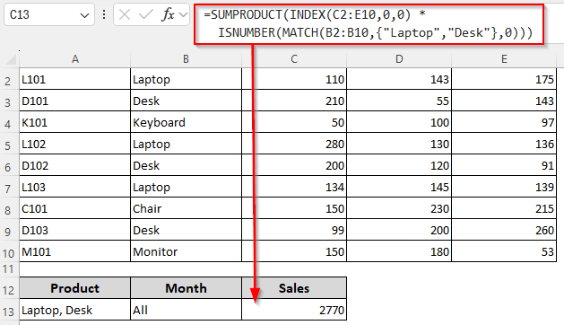 Calculate Sum Depending on One/Two/All Row and Column Criteria