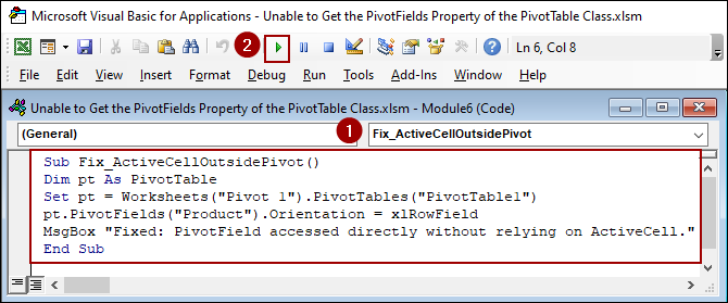 Selecting a Cell Outside the PivotTable