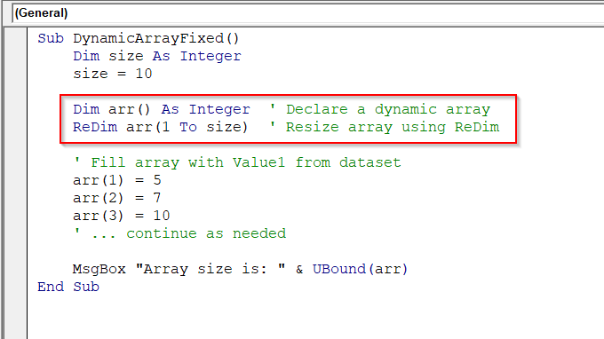 Use Redim for Dynamic Arrays Instead of Static Arrays
