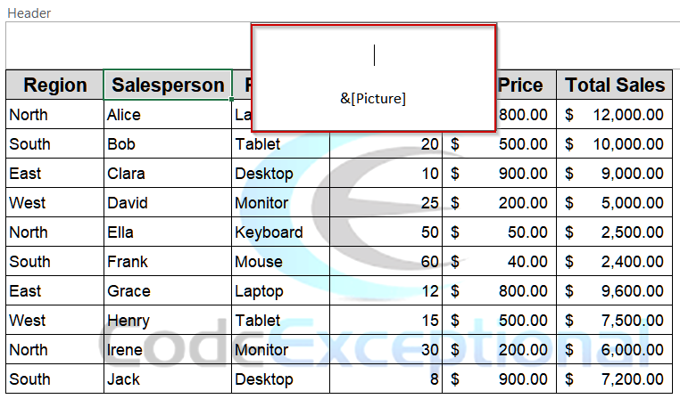 Adding a Watermark Image via Header & Footer Tab