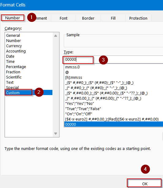 Display Leading Zeros Using Custom Formatting