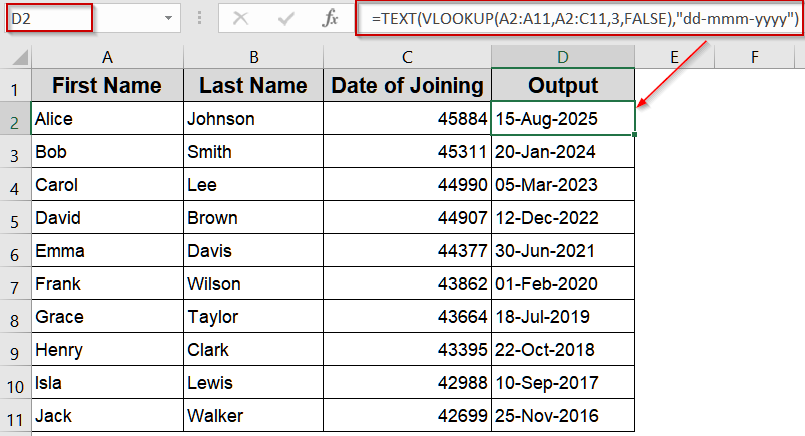 Keep Dates Intact Using TEXT with VLOOKUP Function