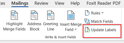 Using Word Mail Merge with Excel Data