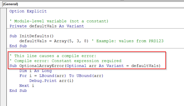 How to Fix "Constant Expression Required" Error in VBA - Excel Insider