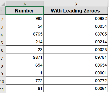 Display Leading Zeros Using Custom Formatting