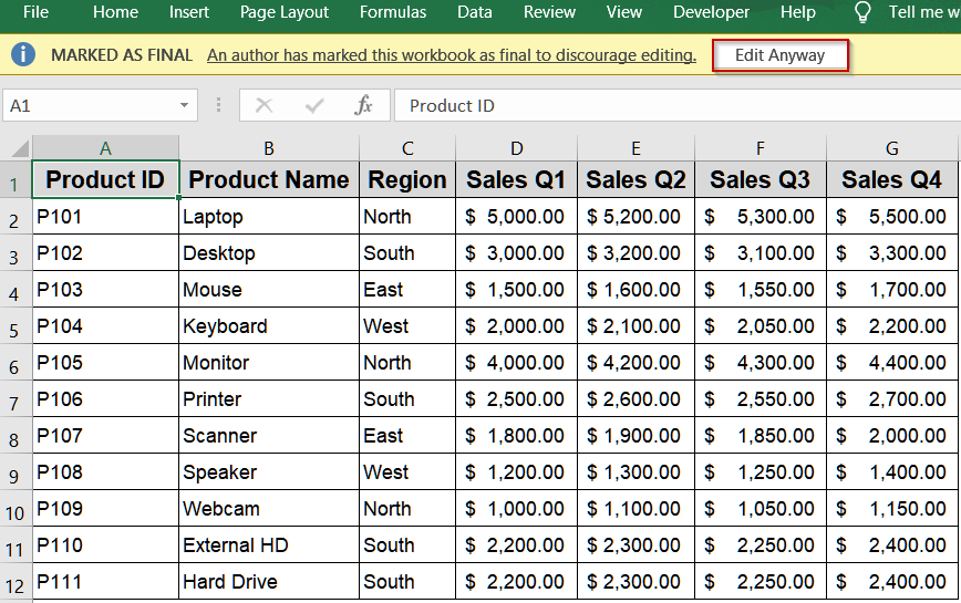 Click on Edit Anyway Banner