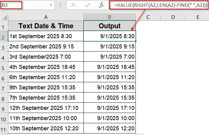 Convert Text with Date and Time into Excel Date-Time