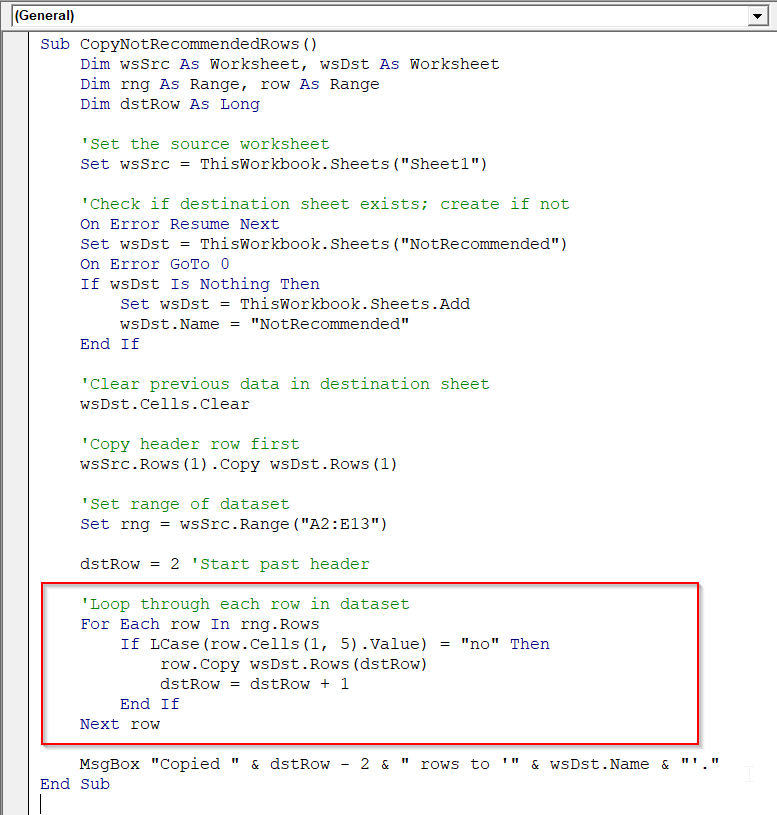 Examples of For Each Row in Range Statement in Excel VBA