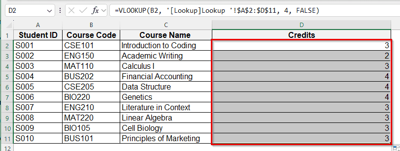 Create a Lookup Table Using VLOOKUP