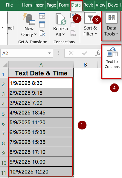 Quick Conversion Using Text to Columns