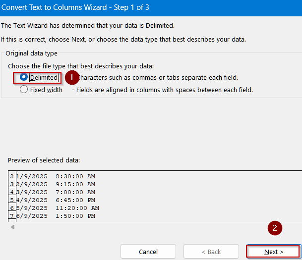 Quick Conversion Using Text to Columns
