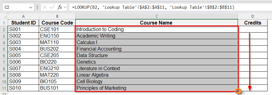 Create a Lookup Table Using LOOKUP Function