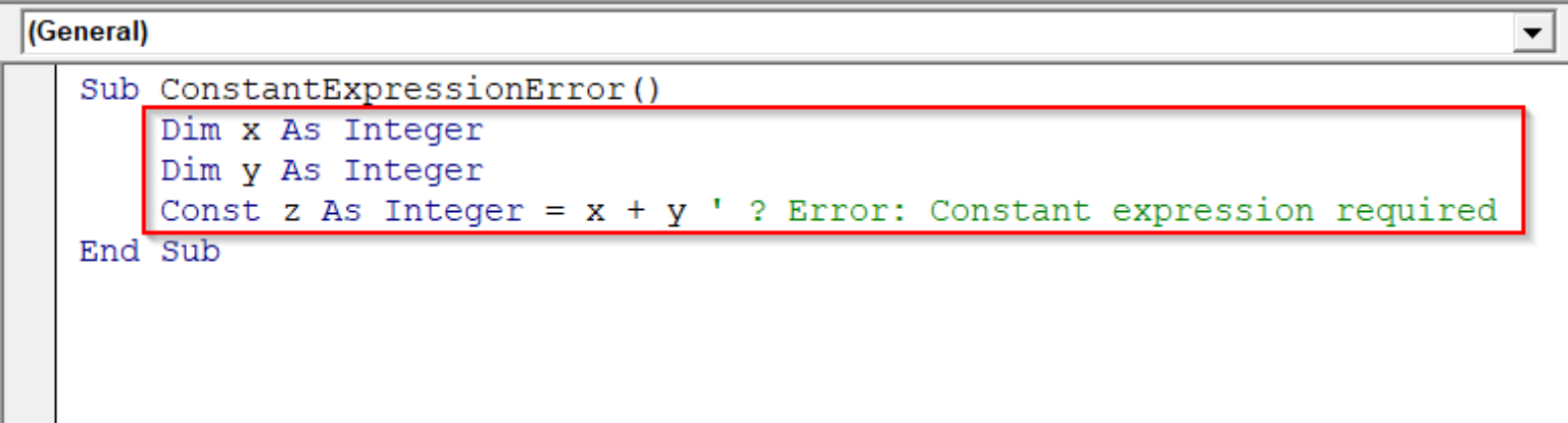 How to Fix "Constant Expression Required" Error in VBA - Excel Insider