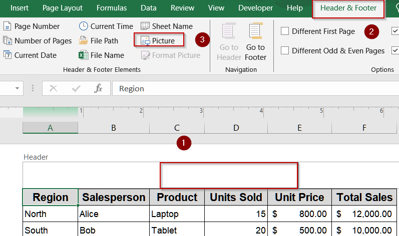 Adding a Watermark Image via Header & Footer Tab