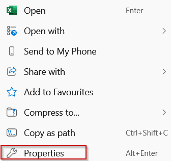 Check File Properties Outside Excel