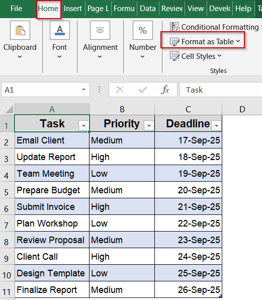Steps to Sort by Custom List in Excel