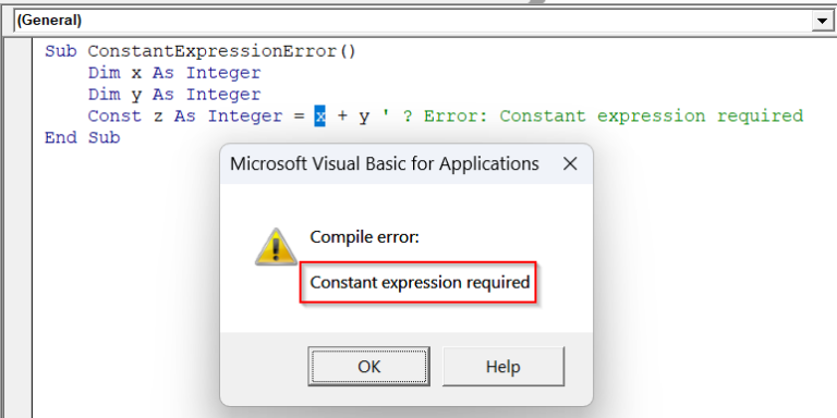 How to Fix "Constant Expression Required" Error in VBA - Excel Insider