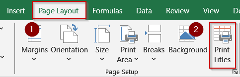 Modifying the Page Setup to Repeat Column Headings on Each Page in Excel