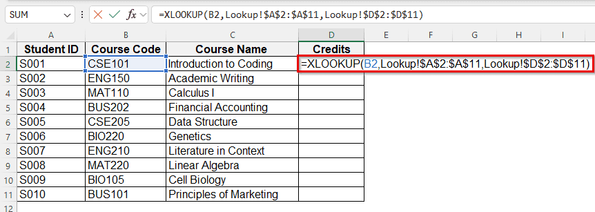 Create a Lookup Table using XLOOKUP Function