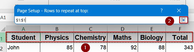 Modifying the Page Setup to Repeat Column Headings on Each Page in Excel