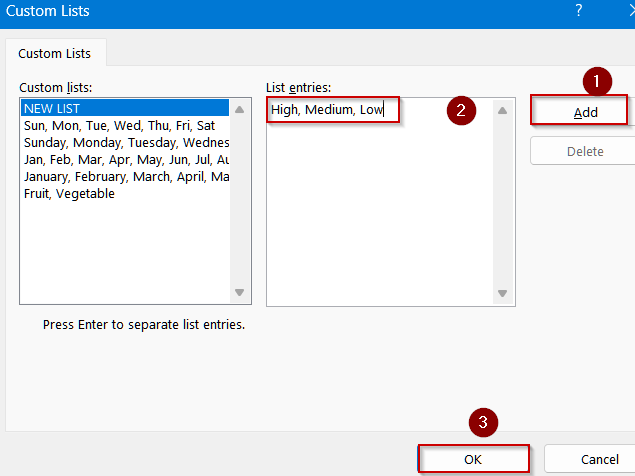 Steps to Sort by Custom List in Excel