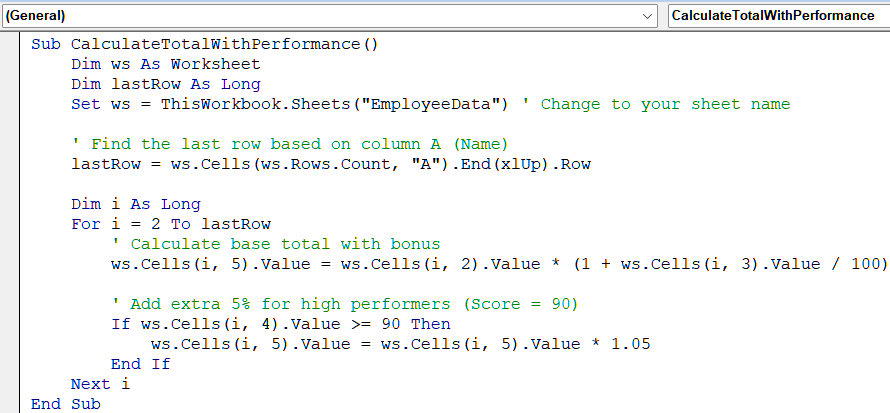 Editing VBA Code via the Developer Tab