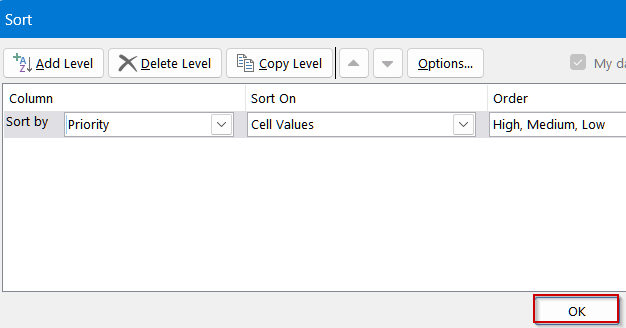 Steps to Sort by Custom List in Excel