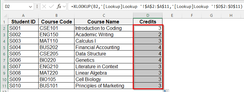 Create a Lookup Table using XLOOKUP Function